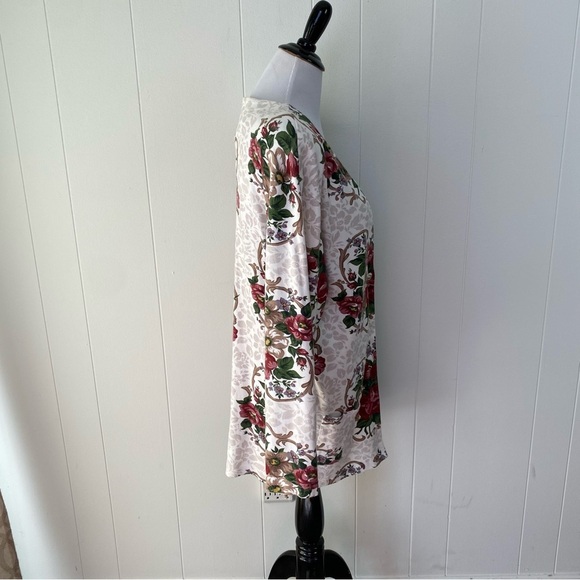 VTG 90s Capacity Knits Blazer Cardigan Floral Beige  Oversized Size Medium - Picture 8 of 16